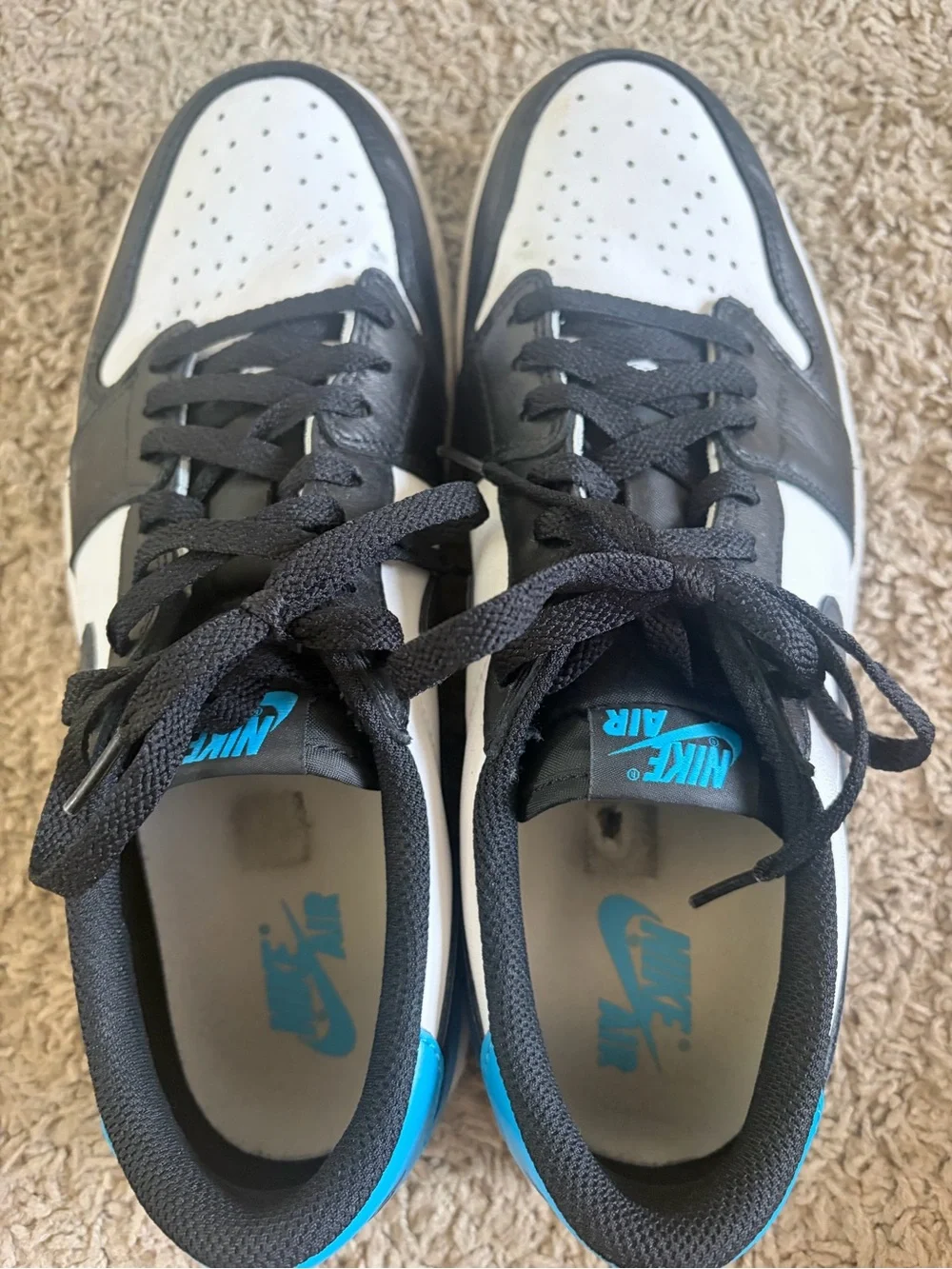 Size 11.5 Men Jordan 1 Retro Low OG Black Dark Powder Blue Pre Owned As is - Picture 7 of 8
